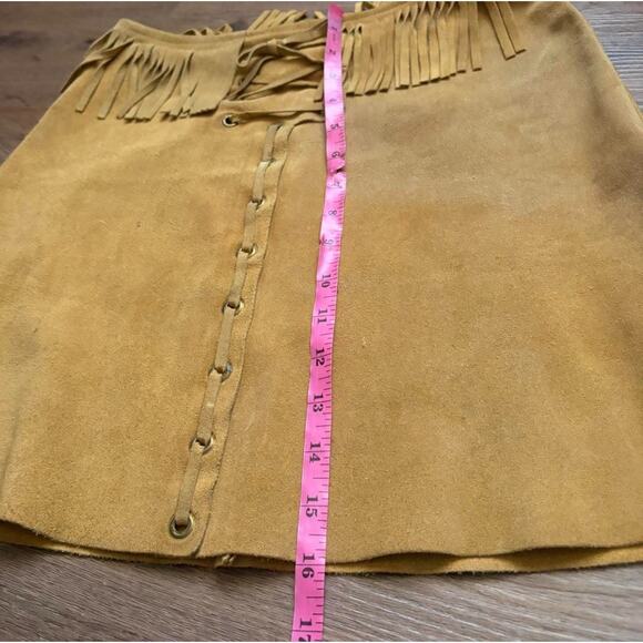 VTG Latigo West Suede Leather Tan Fringe Skirt Vest Set Western S - Picture 6 of 8